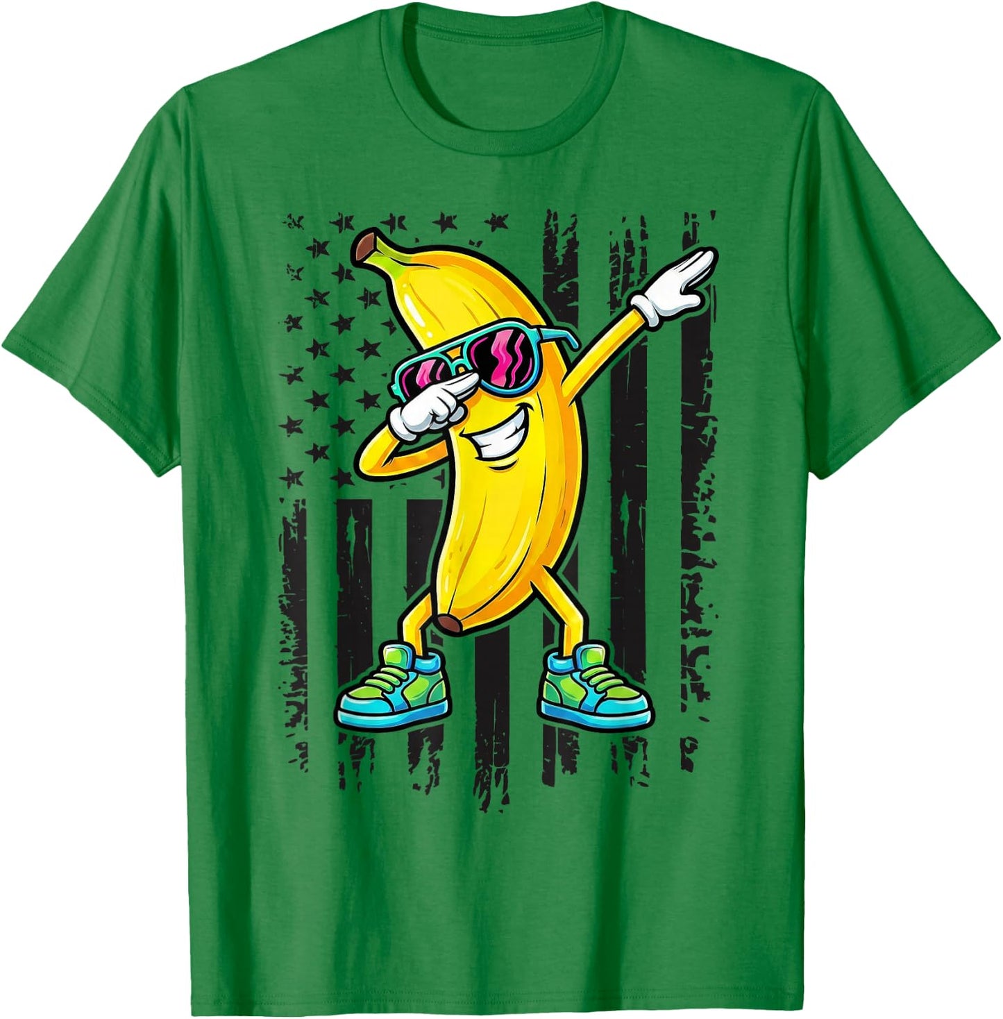 Dabbing Banana American Flag Kids Youth Boys Girls T-Shirt - T-Shirt | Irish Green