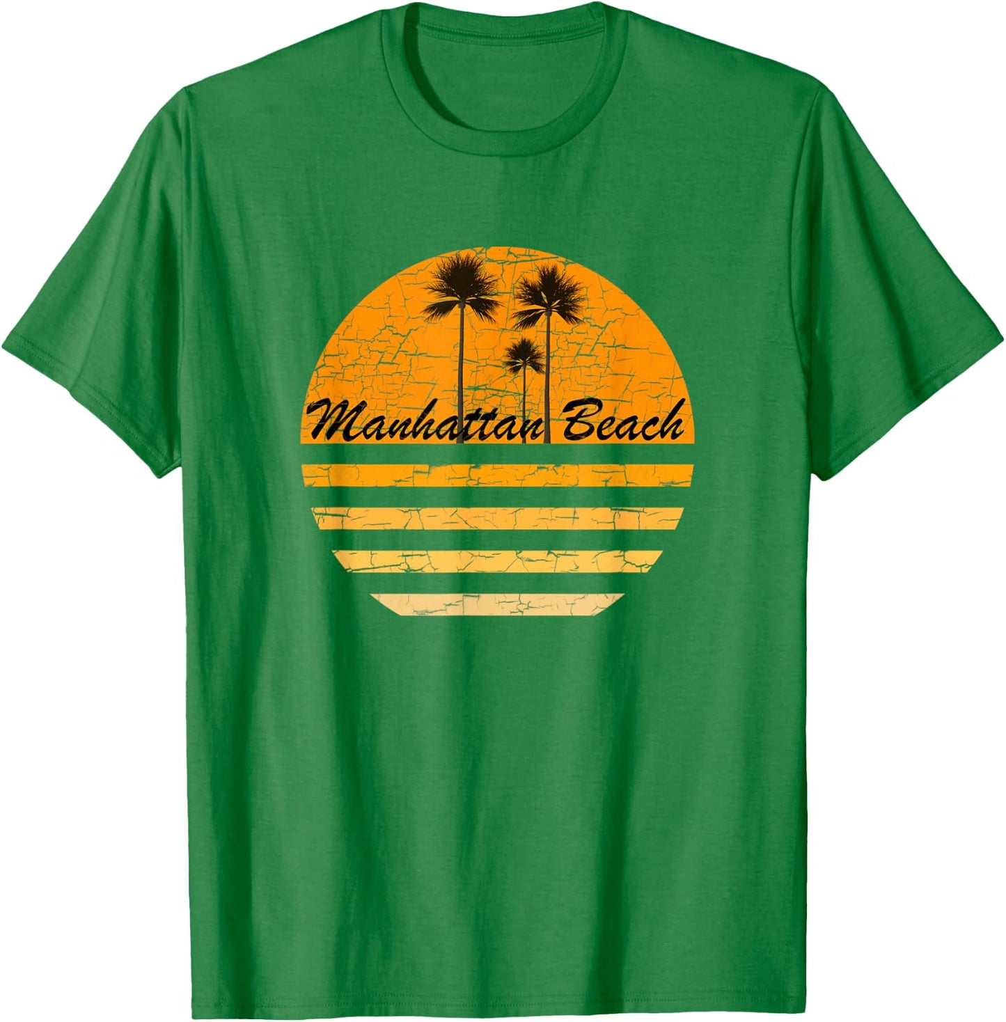 Manhattan Beach, CA Vintage 70s Throwback Surf T-Shirt - T-Shirt | Irish Green