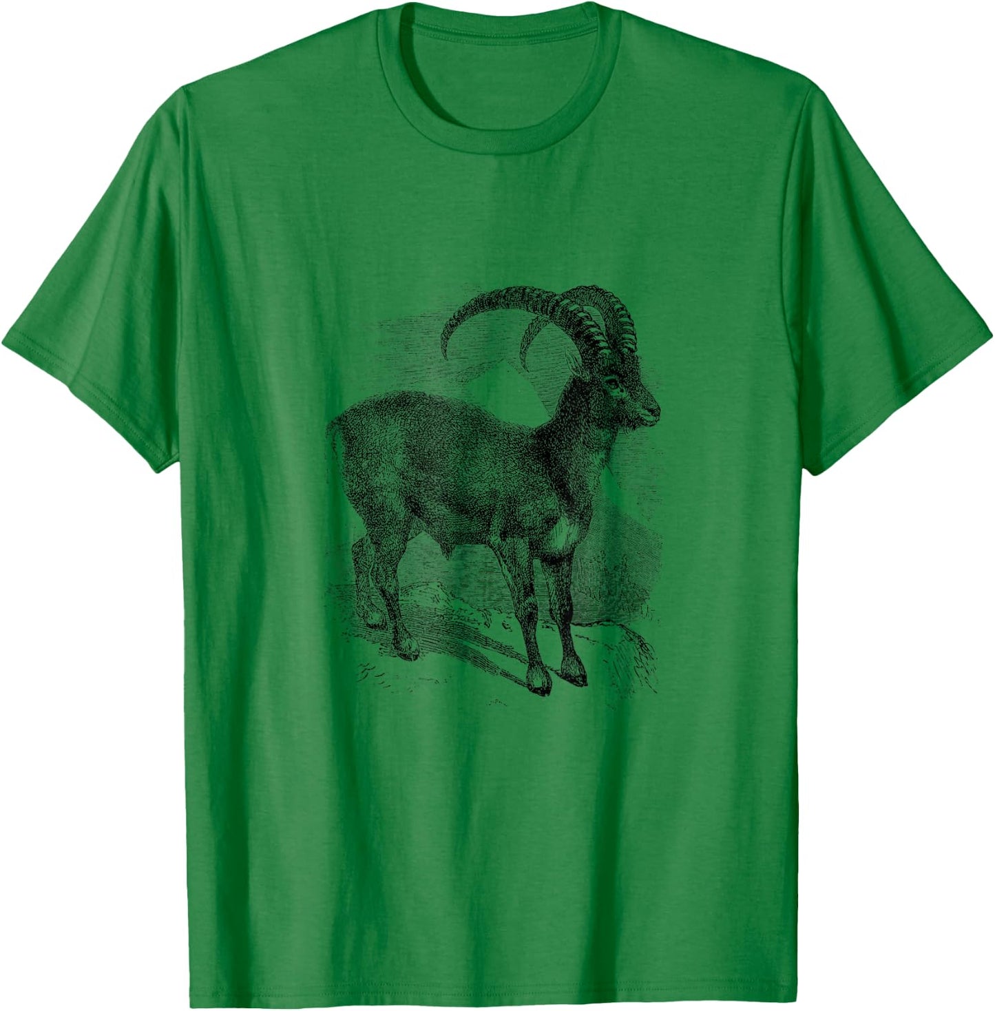 Ibex Mountain Goat Print T-Shirt - T-Shirt | Irish Green