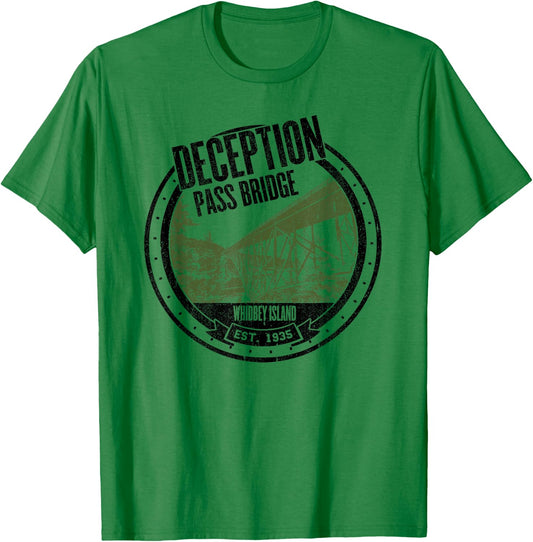 Deception Pass Bridge Whidbey Island Washington T-Shirt - T-Shirt | Irish Green
