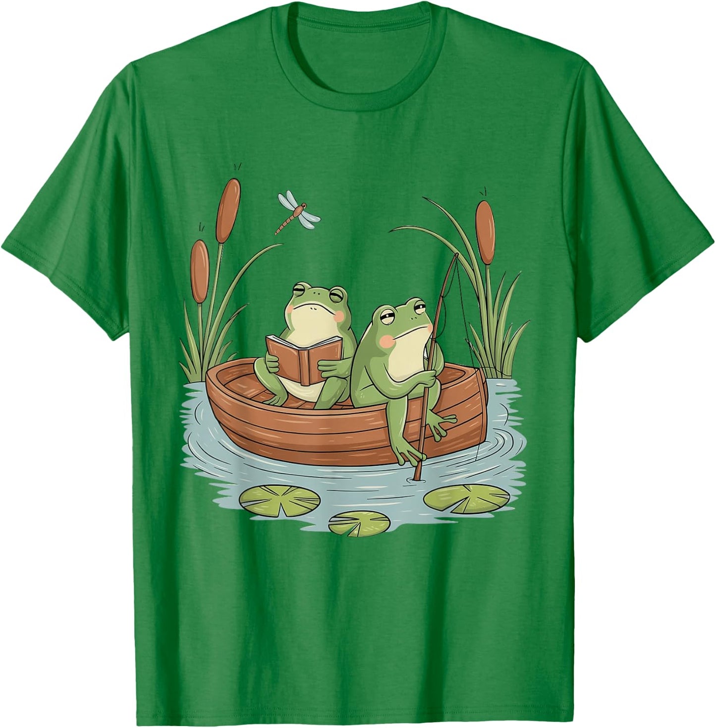 Frog Cottagecore Aesthetic Frog Fishing Nostalgia Frog Lover T-Shirt - T-Shirt | Irish Green