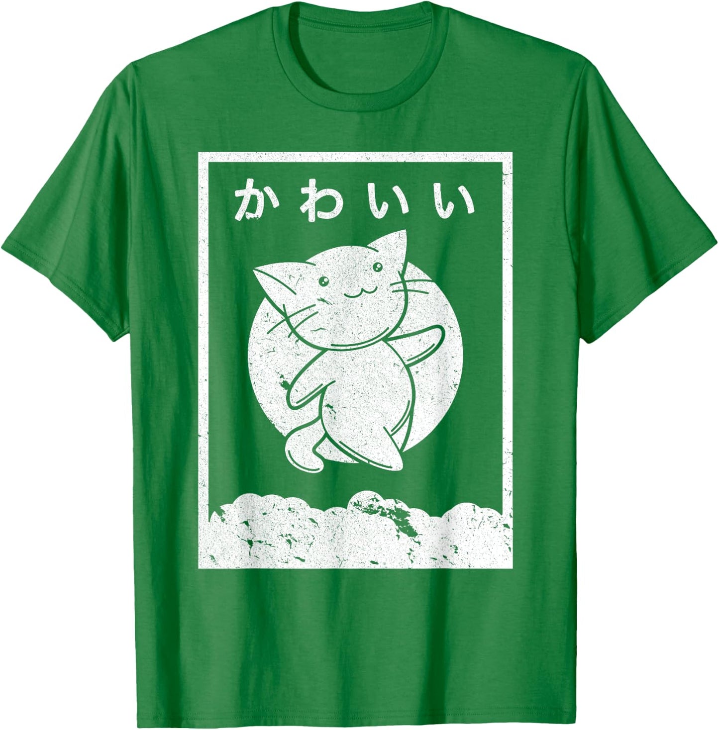 Kawaii Cat Shirt. Retro Style Anime T-Shirt - T-Shirt | Irish Green