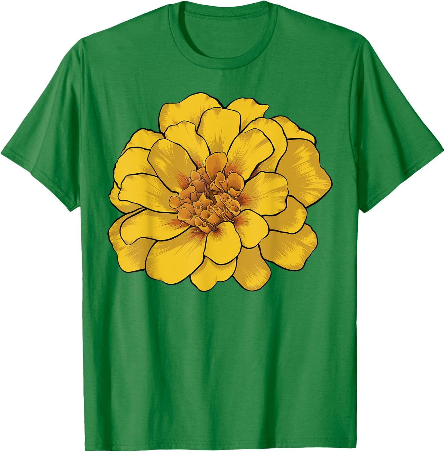 Yellow Marigold Flower T-Shirt - T-Shirt | Irish Green