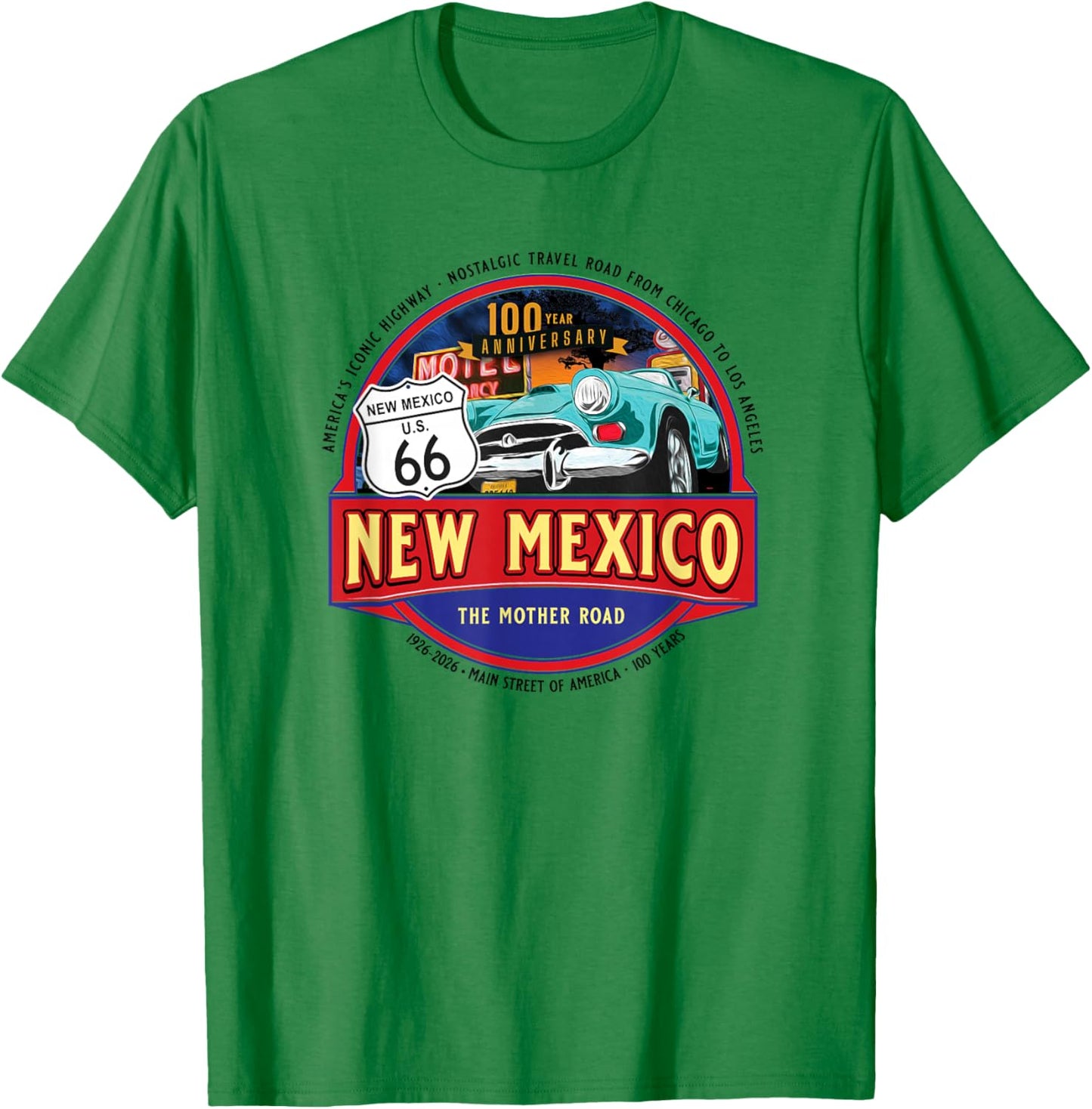 100 Year New Mexico Iconic Highway U.S. 66 Souvenir T-Shirt - T-Shirt | Irish Green