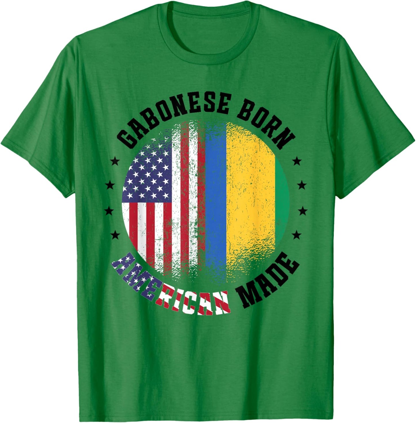 Gabonese Flag American US Flag Outfit for Gabon T-Shirt - T-Shirt | Irish Green