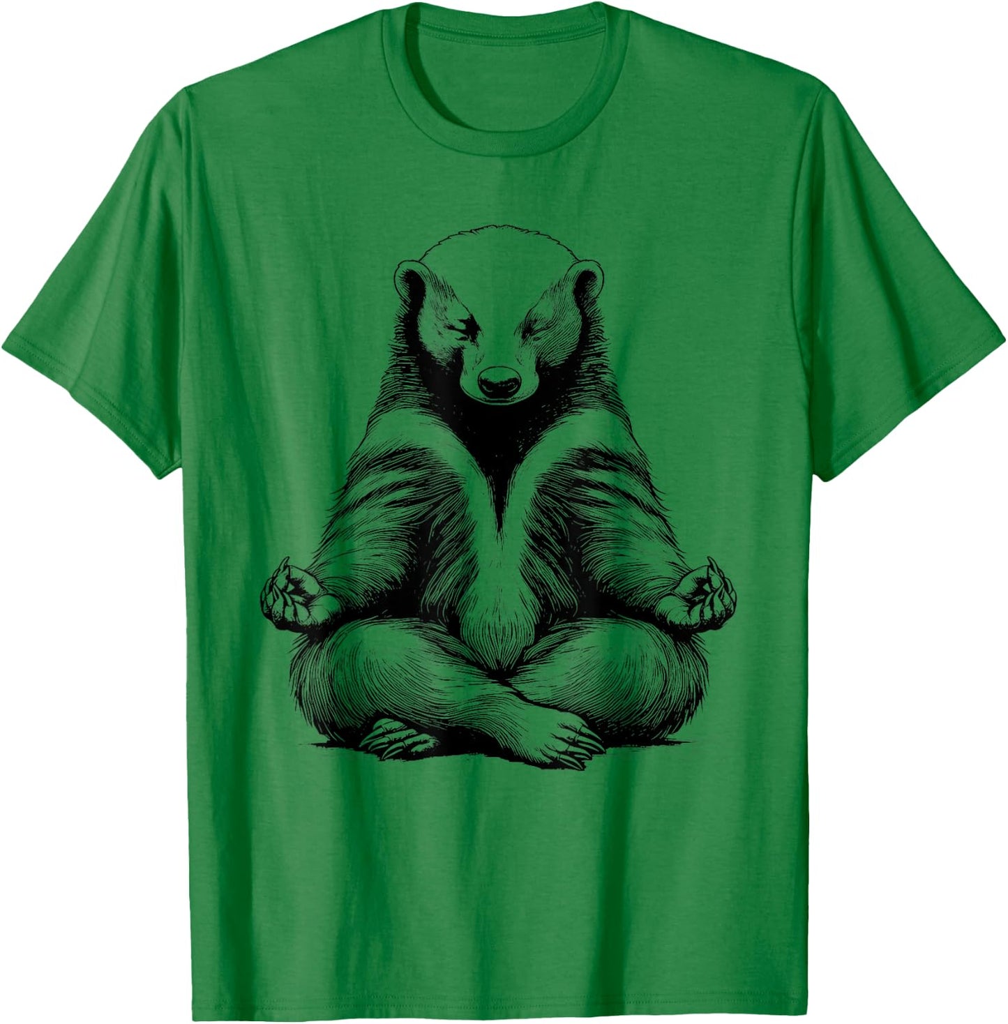 Honey Badger Doing Yoga Funny design T-Shirt - T-Shirt | Irish Green