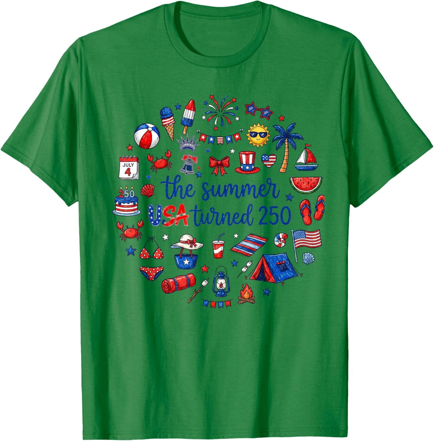 Funny The Summer USA Turns 250 1776-2026 4th of July T-Shirt - T-Shirt | Irish Green