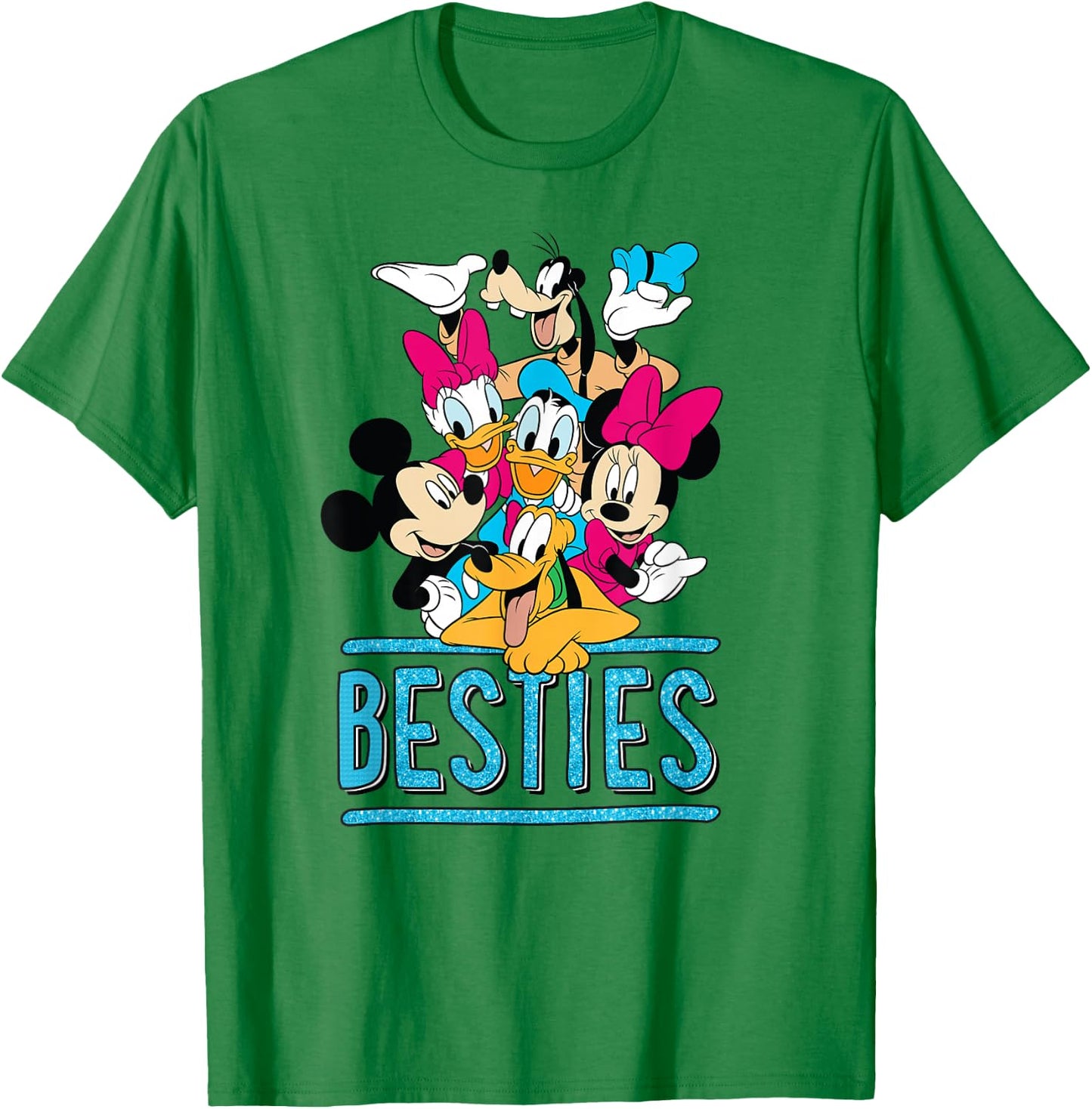 Mickey Minnie Pluto Donald Daisy Goofy Besties Group T-Shirt - T-Shirt | Irish Green