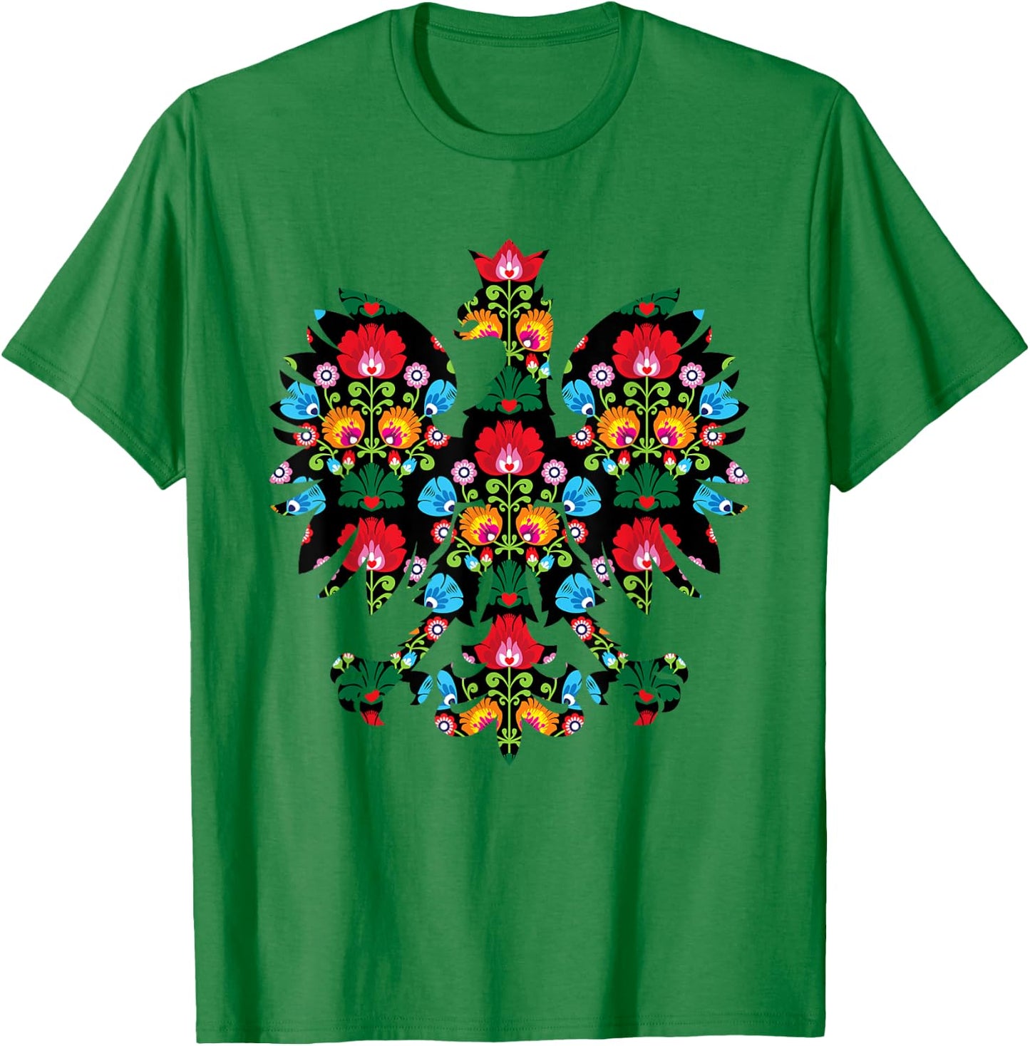 POLISH EAGLE | Poland WYCINANKI Emblem, Polish Folk Art Fest T-Shirt - T-Shirt | Irish Green