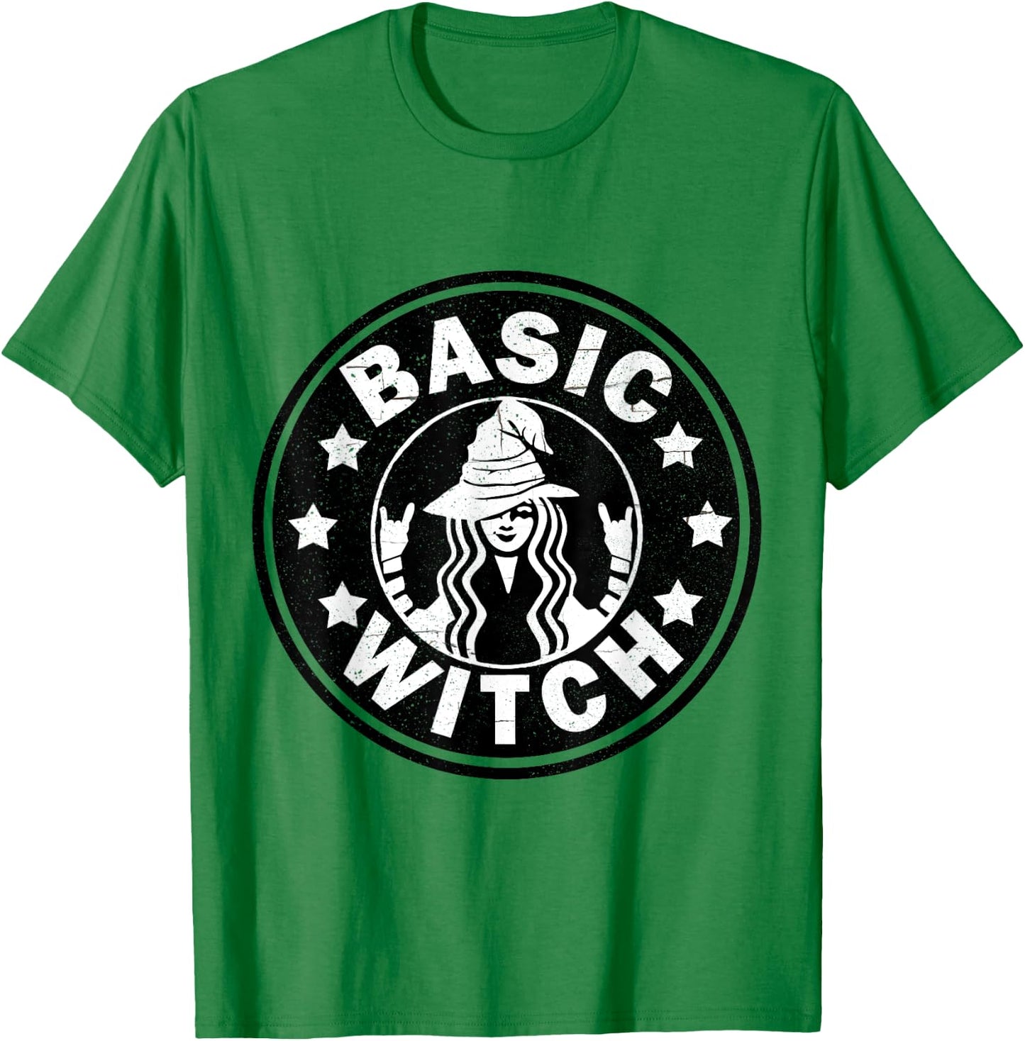 Funny Basic Witch Halloween Distressed T-Shirt - T-Shirt | Irish Green