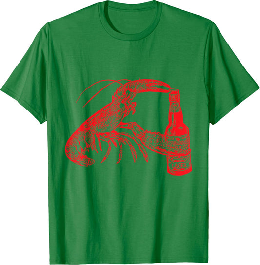 The Original Beer Drinking Lobster Funny Craft Beer T-Shirt - T-Shirt | Irish Green