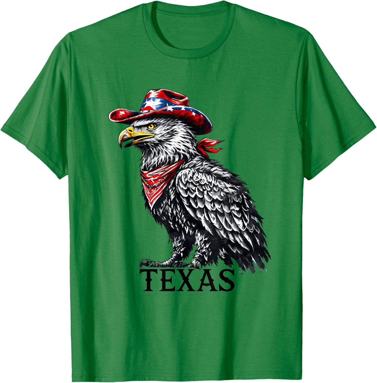 Texas Eagle American Patriotic Cowboy Hat Western Graphic T-Shirt - T-Shirt | Irish Green