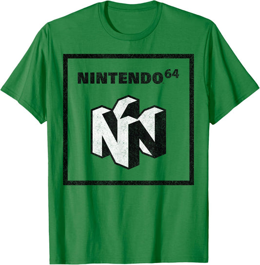 Nintendo 64 Logo Black & White Element Graphic T-Shirt - T-Shirt | Irish Green