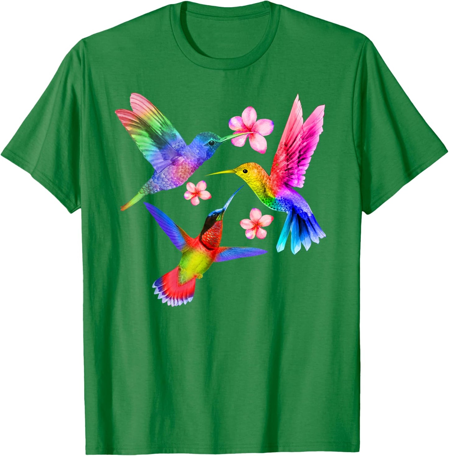 Rainbow Hummingbird Watercolor Colorful Bird Lover Gift T-Shirt - T-Shirt | Irish Green