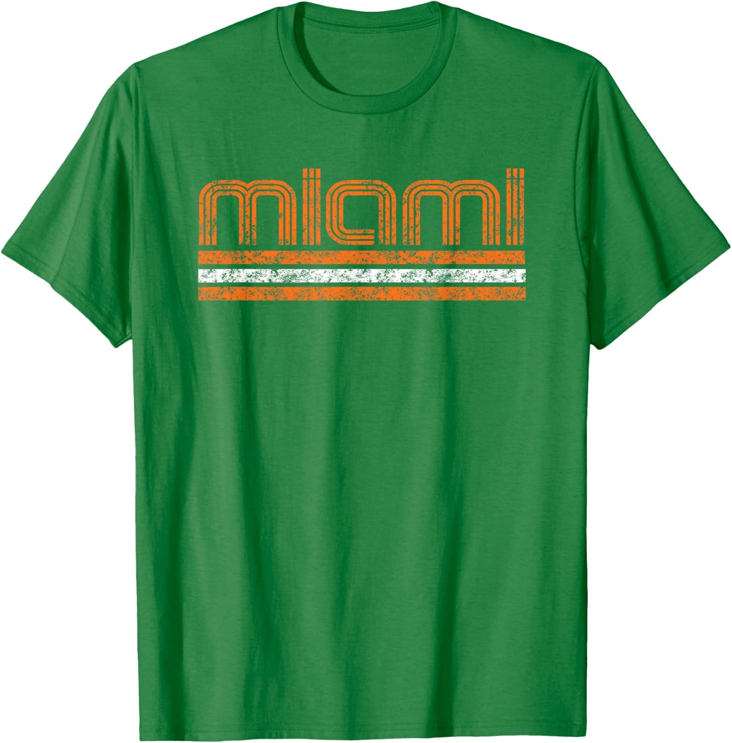 Miami Florida Retro Vintage Weathered T-Shirt - T-Shirt | Irish Green