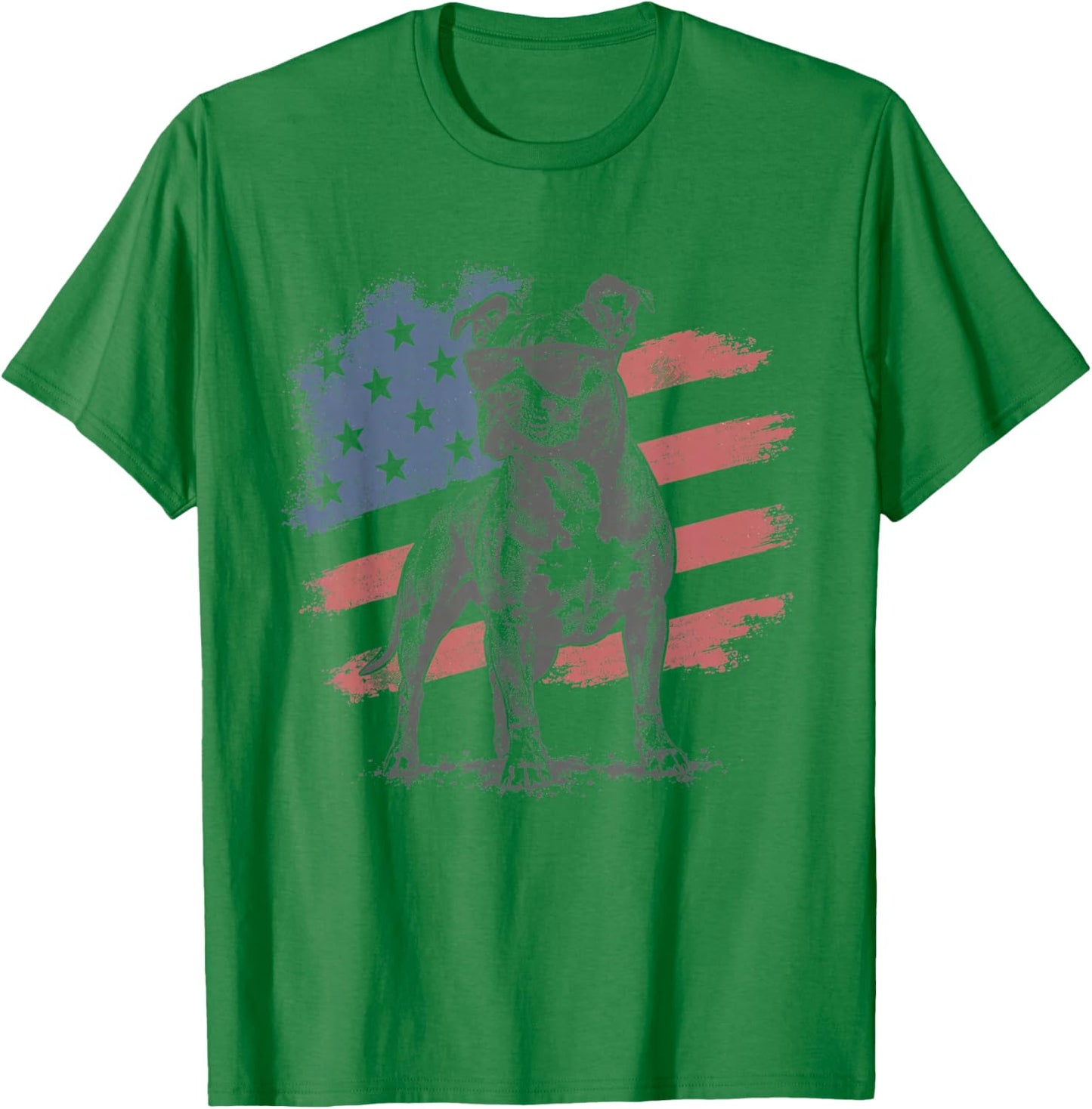 Patriotic Pit Bull Dog USA Flag Sunglasses 4th of July T-Shirt - T-Shirt | Irish Green