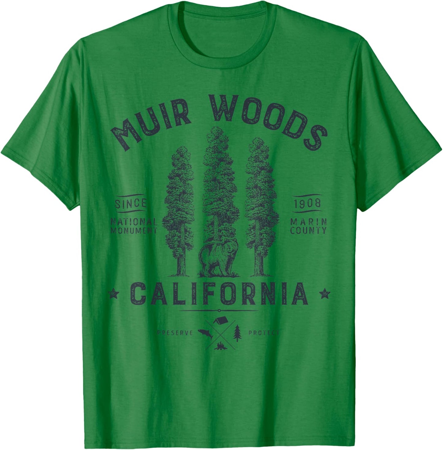 Muir Woods National Monument T Shirt California Redwood Park T-Shirt - T-Shirt | Irish Green