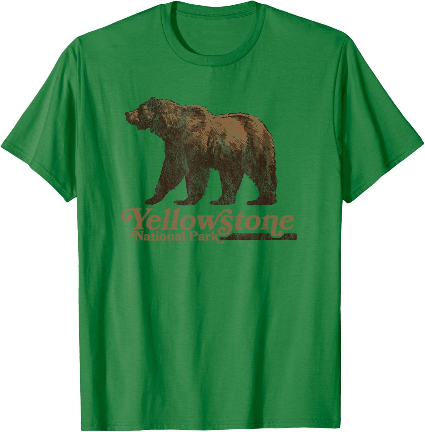 Vintage Yellowstone National Park Retro Grizzly Bear T-Shirt - T-Shirt | Irish Green