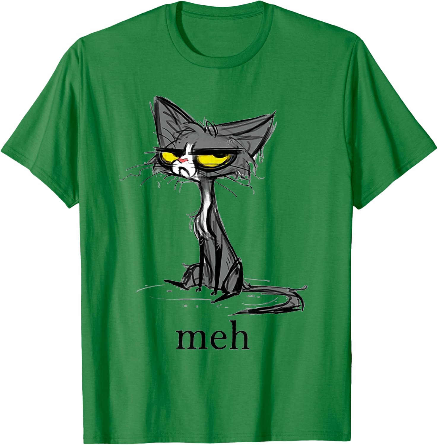Funny Meh Cat Gift Cat Lovers T-Shirt - T-Shirt | Irish Green