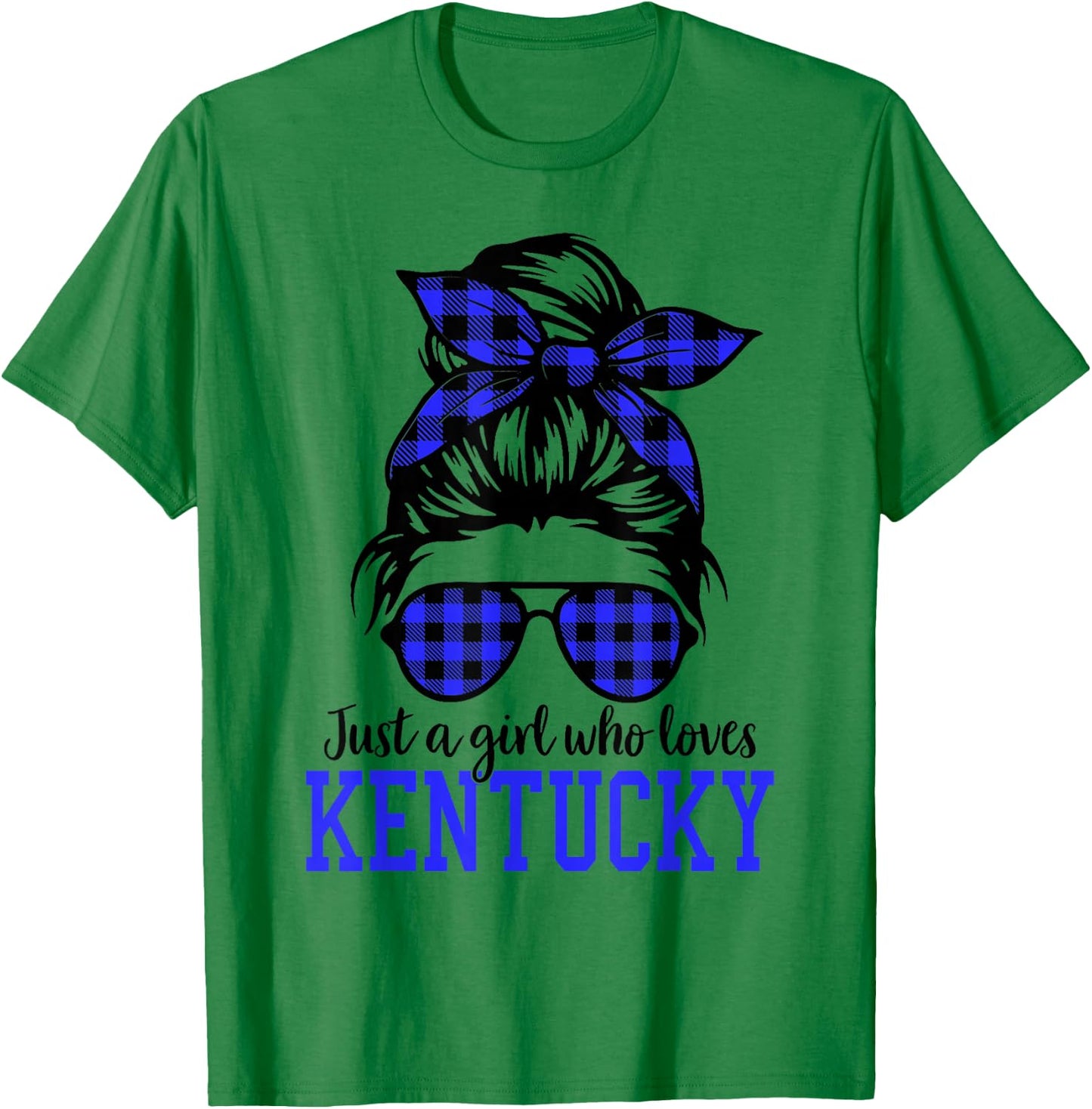 Kentucky Women Girls Messy Bun Hair, Kentucky State Pride T-Shirt - T-Shirt | Irish Green