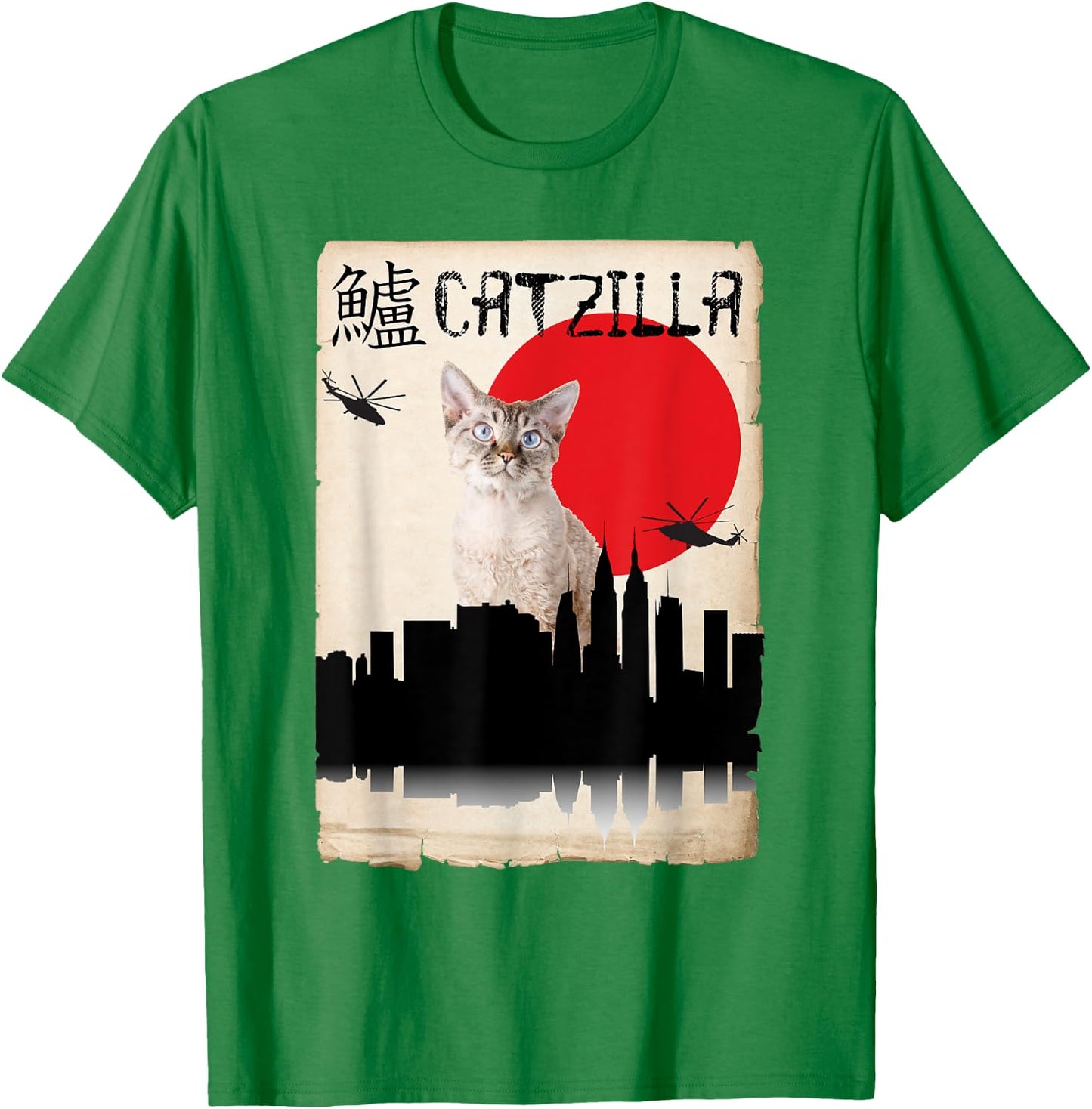 Devon Rex Cat Catzilla Women Kids T-Shirt - T-Shirt | Irish Green