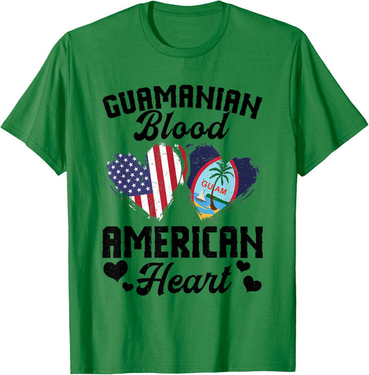 Guamanian Flag Uniform American Outfit US Flags Guam T-Shirt - T-Shirt | Irish Green