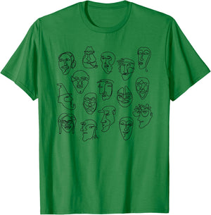Single Line Face Design Character T-Shirt - T-Shirt | Irish Green