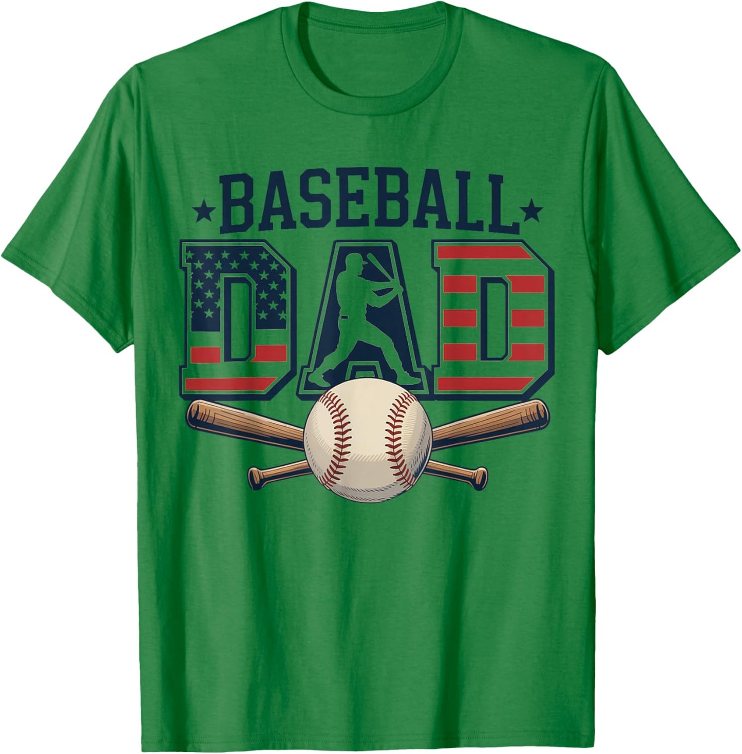 Patriotic Baseball Dad USA Flag American 4th Of July T-Shirt - T-Shirt | Irish Green
