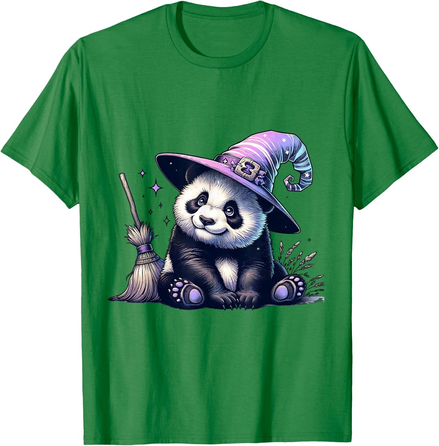 Halloween Panda Funny Panda Lover Witch Hat Costume T-Shirt - T-Shirt | Irish Green