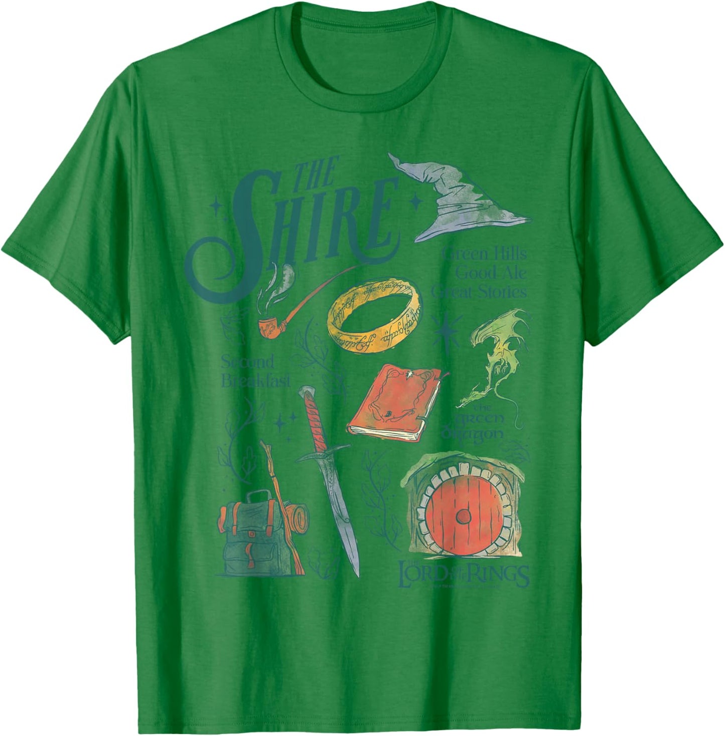 The Lord of the Rings The Shire Green Hills Good Ale Icons T-Shirt - T-Shirt | Irish Green