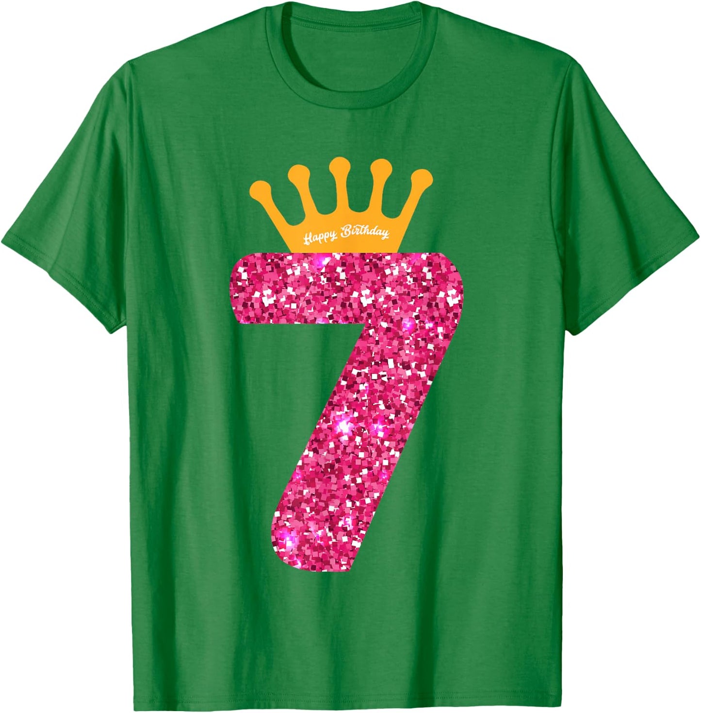 Happy Birthday Girls 7th Party 7 Years Old Bday T-Shirt - T-Shirt | Irish Green