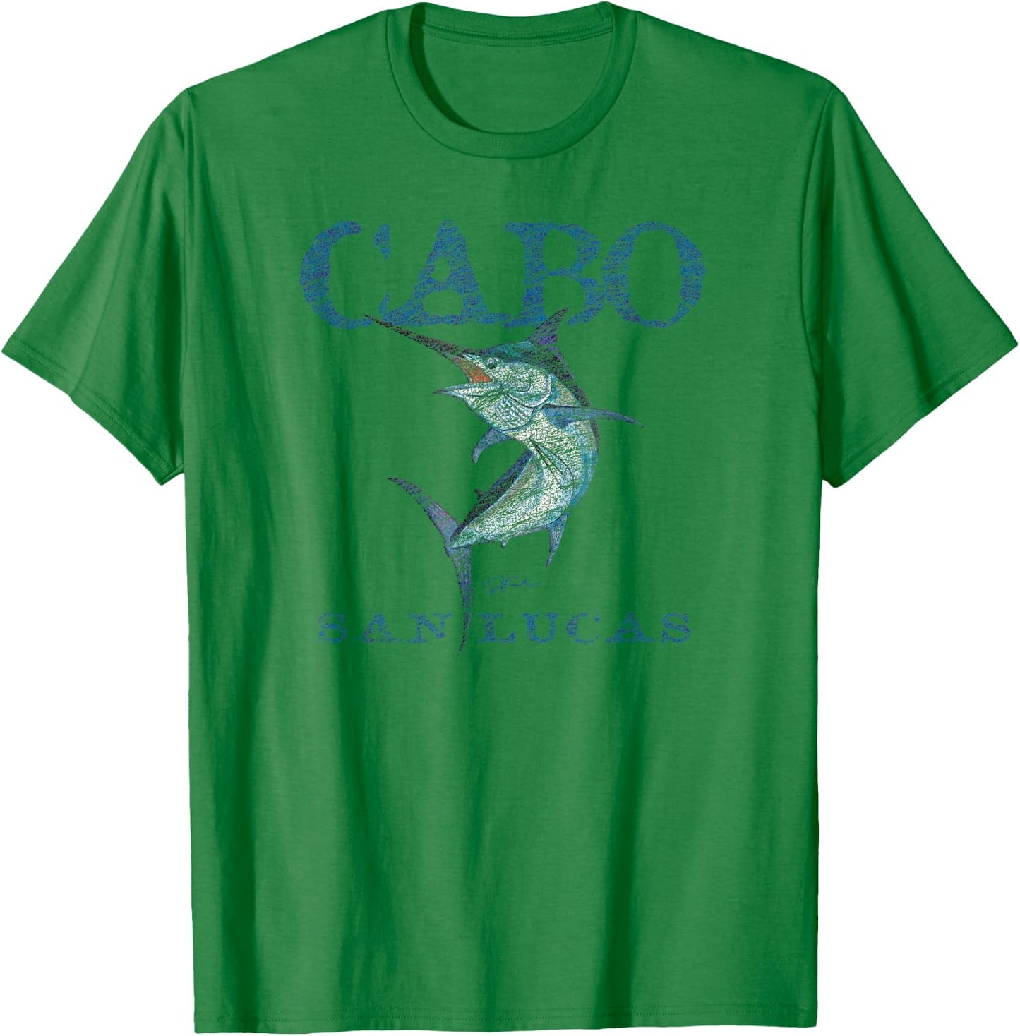 JCombs: Cabo San Lucas, Black Marlin (Distressed) T-Shirt - T-Shirt | Irish Green
