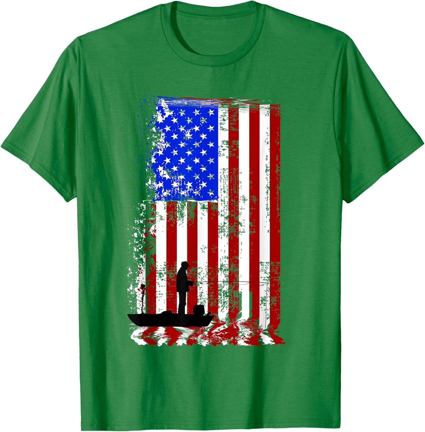 FISHING American Flag | USA Fishersman Boat Shirt T-Shirt - T-Shirt | Irish Green