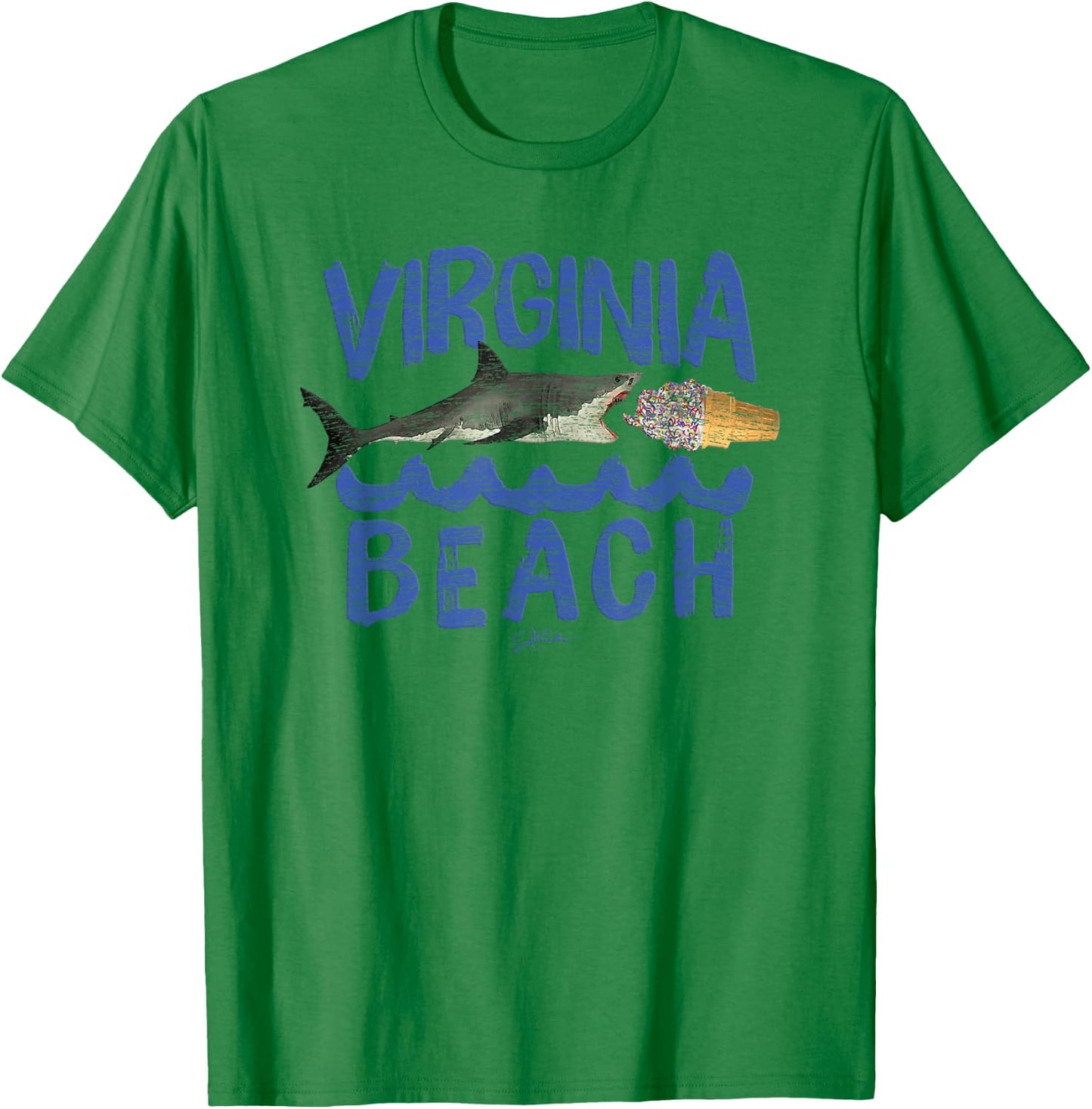 JCombs: Virginia Beach, VA, Great White Shark Eats Ice Cream Women T-Shirt - T-Shirt | Irish Green