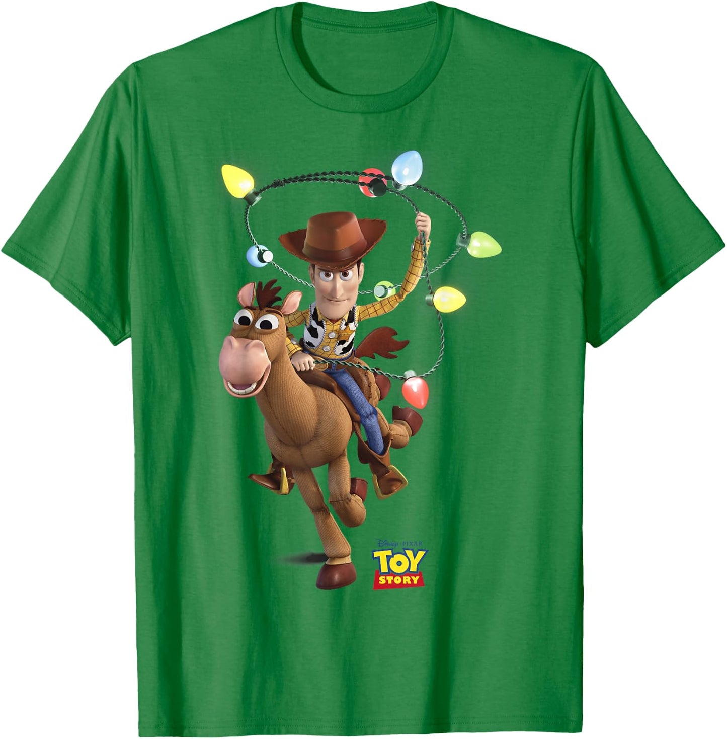 Disney Pixar Toy Story Woody Bullseye X-Mas Light T-Shirt - T-Shirt | Irish Green