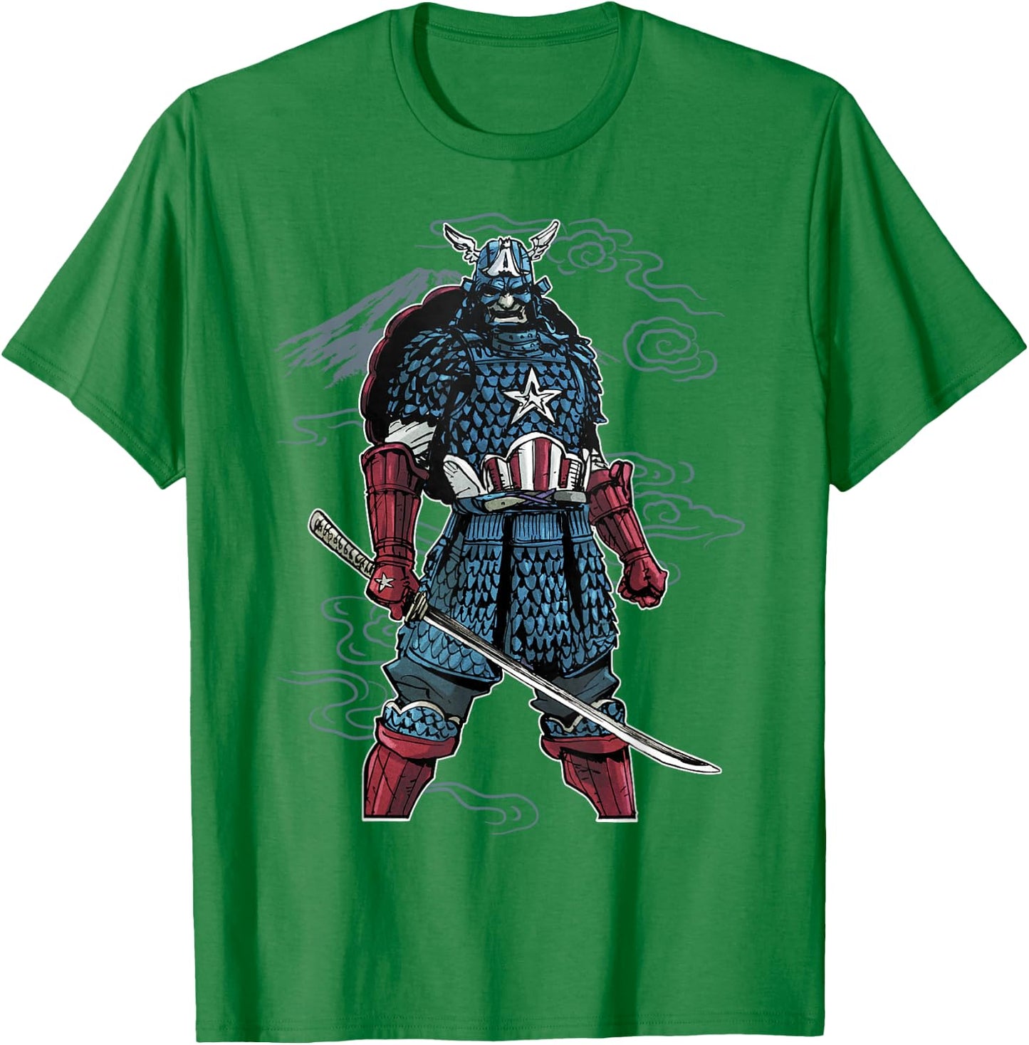 Marvel Captain America Mountain Samurai Graphic T-Shirt - T-Shirt | Irish Green