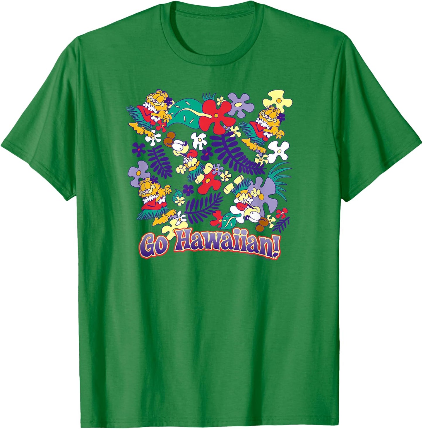 Garfield Go Hawaiian T-Shirt - T-Shirt | Irish Green