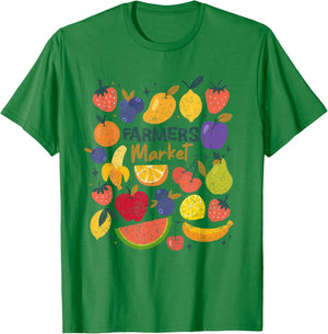 Farmers Market Fruit Lover Strawberry Blueberry Lemon Art T-Shirt - T-Shirt | Irish Green