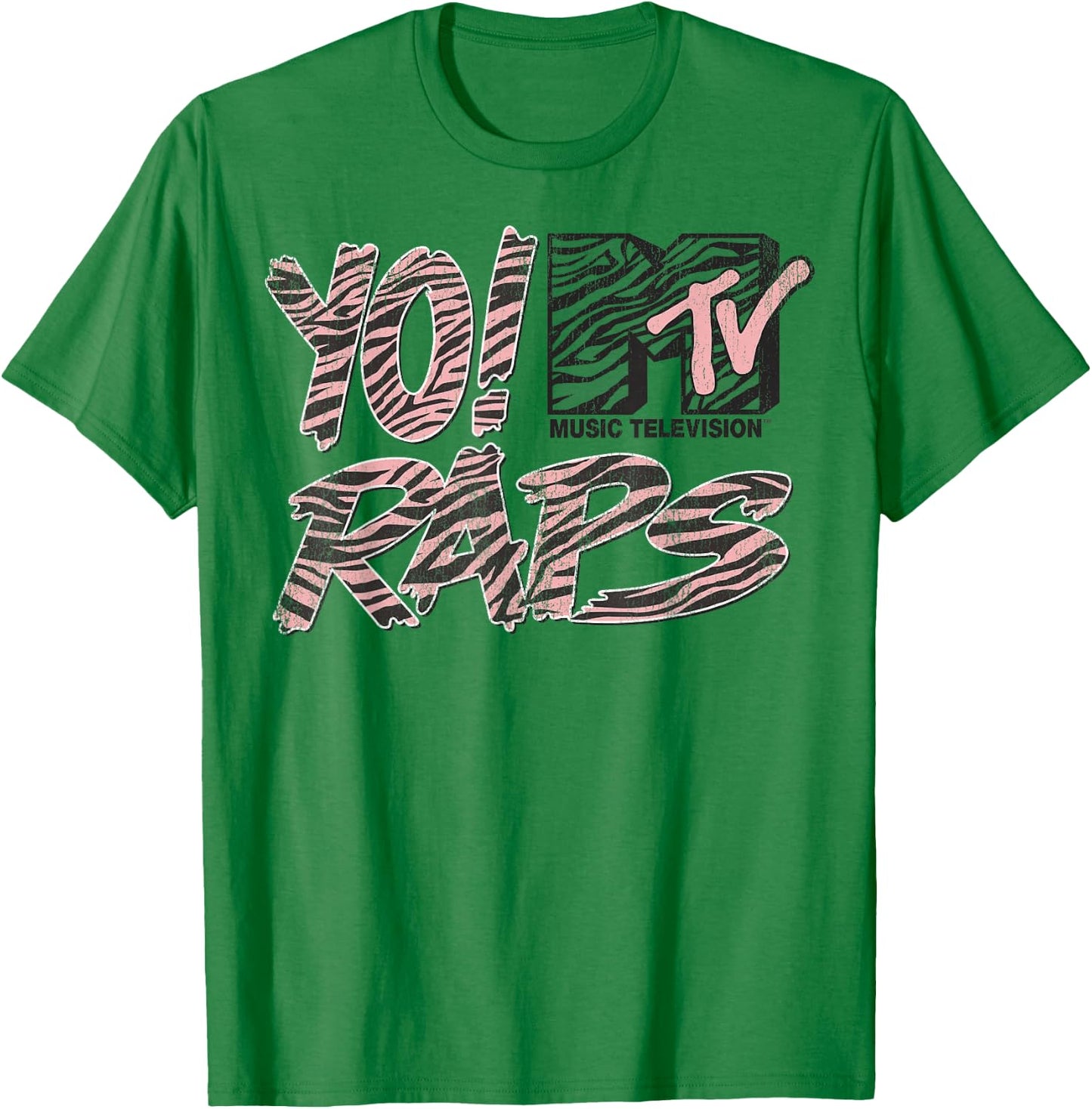 MTV Yo Raps Pink Zebra Pattern Graphic T-Shirt - T-Shirt | Irish Green