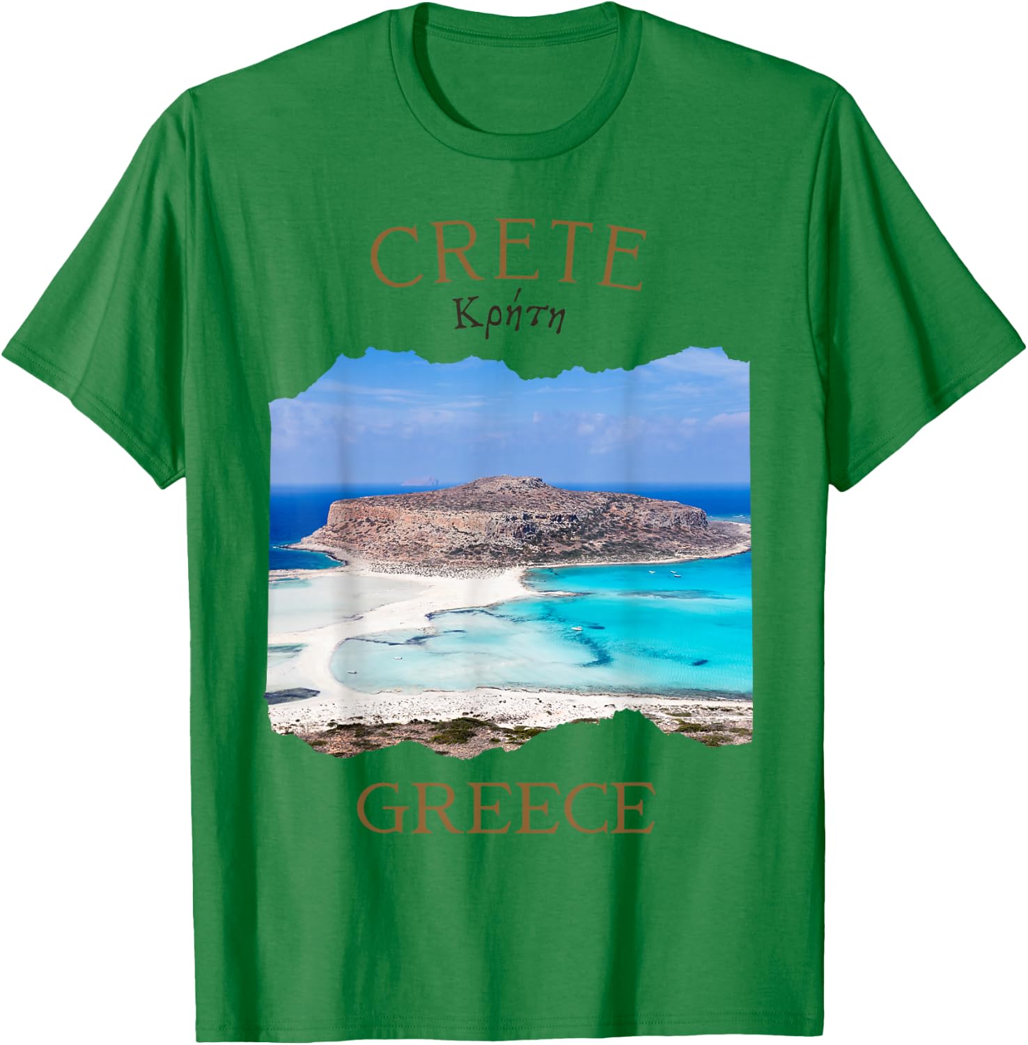 Greek Island Crete Greece featuring Balos Beach in Chania T-Shirt - T-Shirt | Irish Green