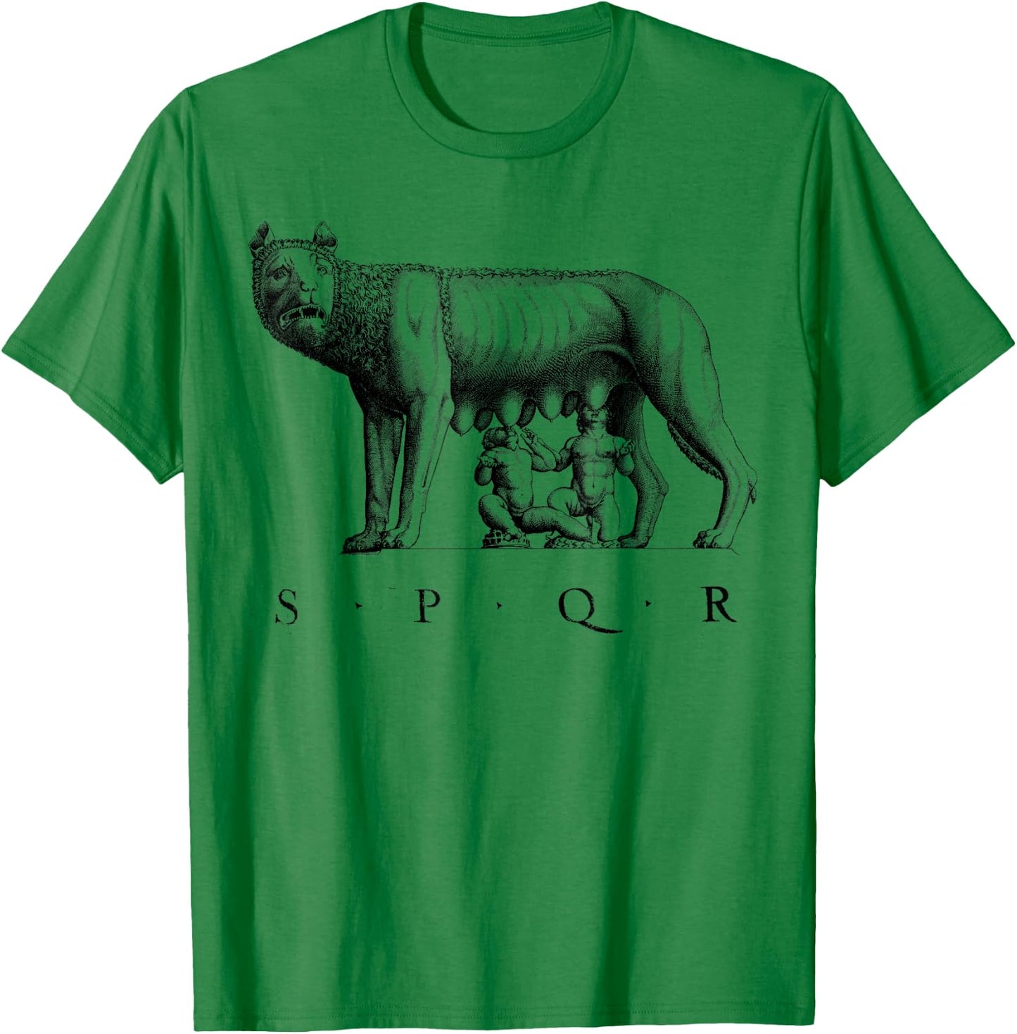 SPQR Roman Rome Wolf Romulus Remus T-Shirt - T-Shirt | Irish Green