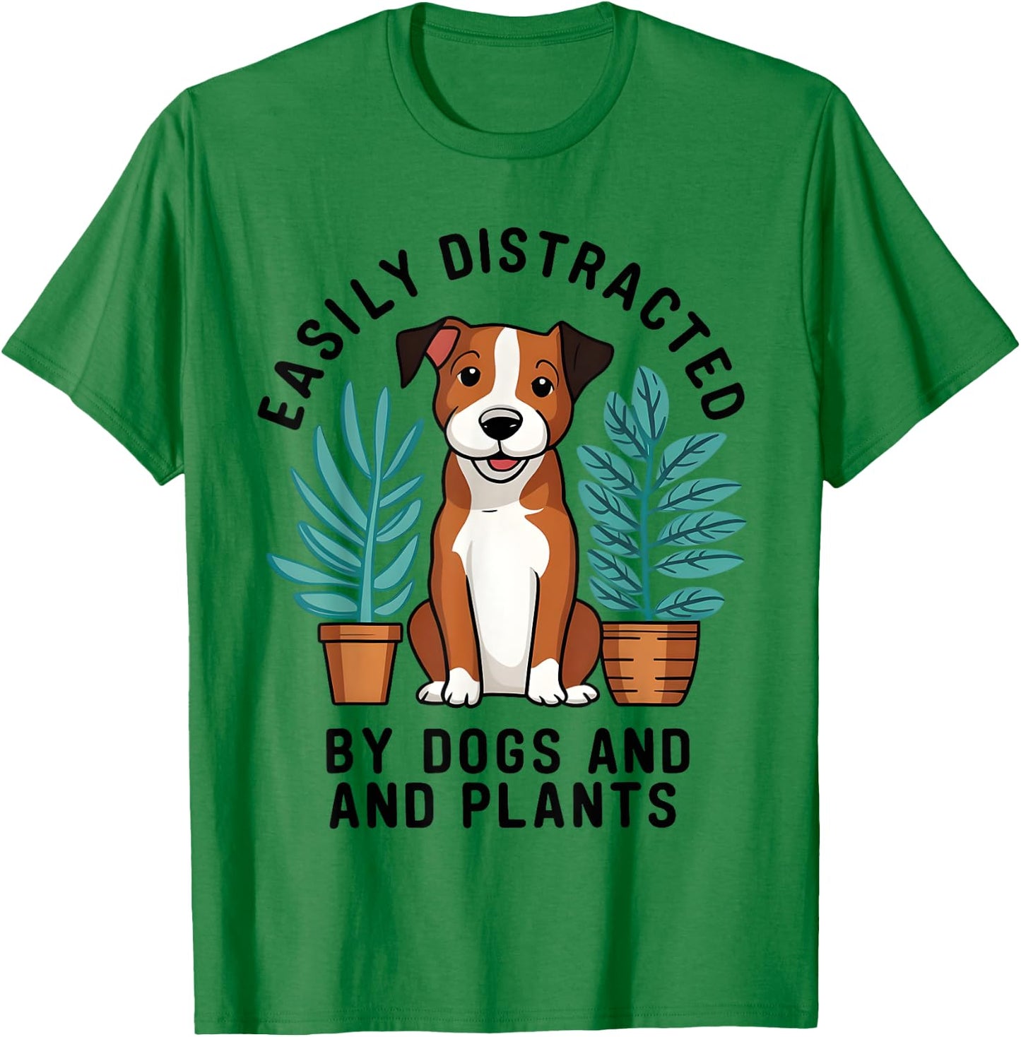 Easily Distracted By Dogs and Plants Gardening Gardeners T-Shirt - T-Shirt | Irish Green