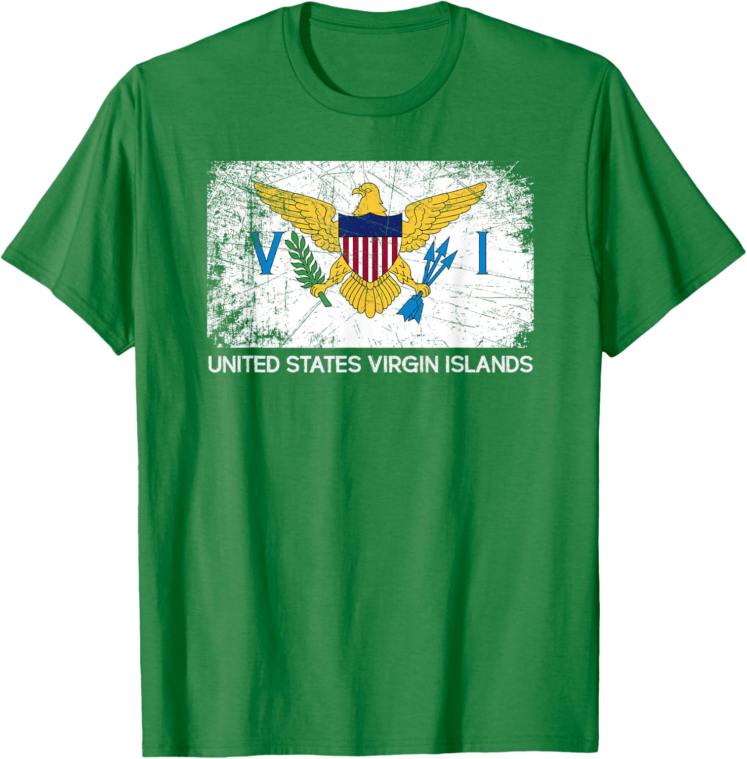 USVI Flag | Vintage Made In U.S. Virgin Islands Gift T-Shirt - T-Shirt | Irish Green