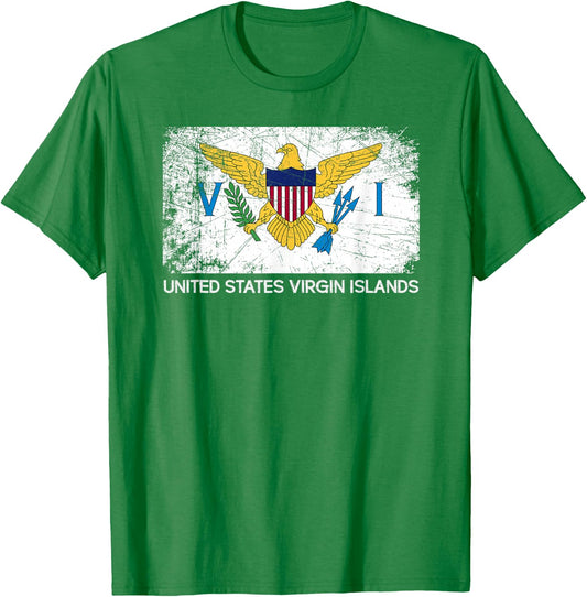 USVI Flag | Vintage Made In U.S. Virgin Islands Gift T-Shirt - T-Shirt | Irish Green