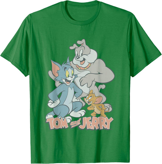Tom and Jerry Pastel Pals Vintage Group Shot T-Shirt - T-Shirt | Irish Green