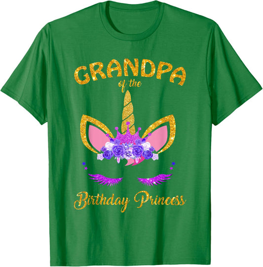 Grandpa of the Birthday Princess Unicorn Girl T Shirt Outfit T-Shirt - T-Shirt | Irish Green