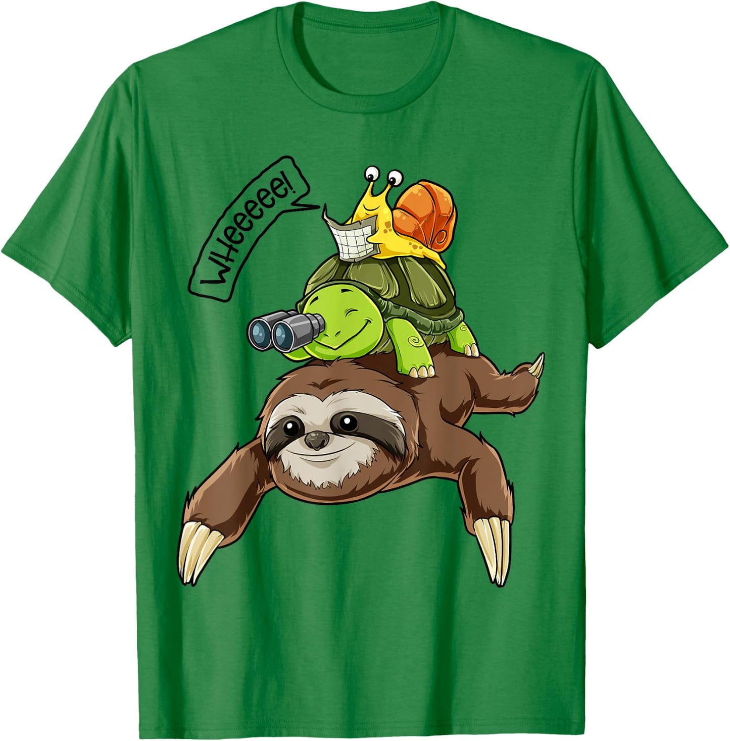 Sloth Turtle Snail T Shirt Piggyback Running Riding Team T-Shirt - T-Shirt | Irish Green