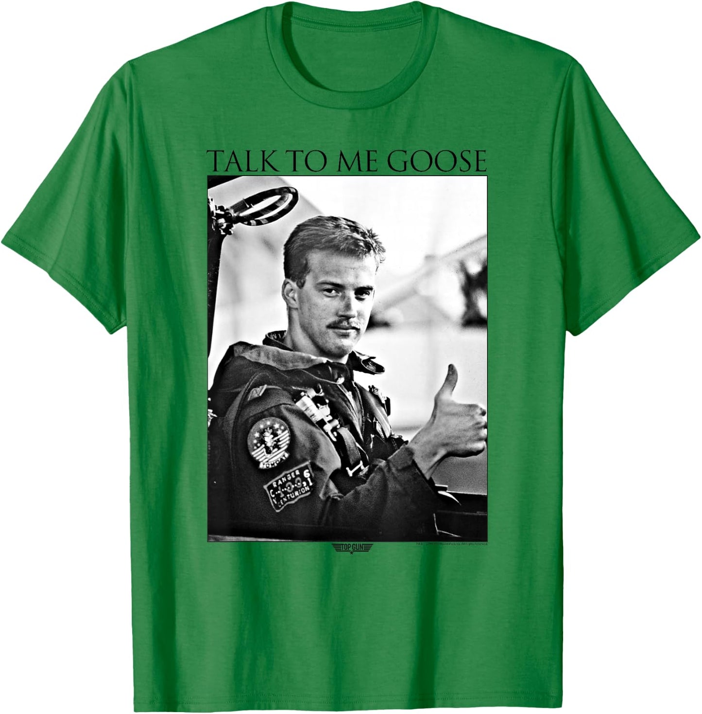 Top Gun Talk to Me Goose Black and White Photo Action Movie T-Shirt - T-Shirt | Irish Green