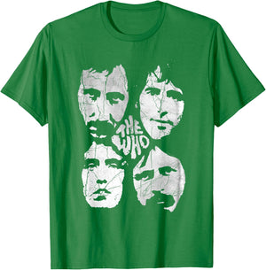 The Who Official Distressed Four Heads Band T-Shirt - T-Shirt | Irish Green
