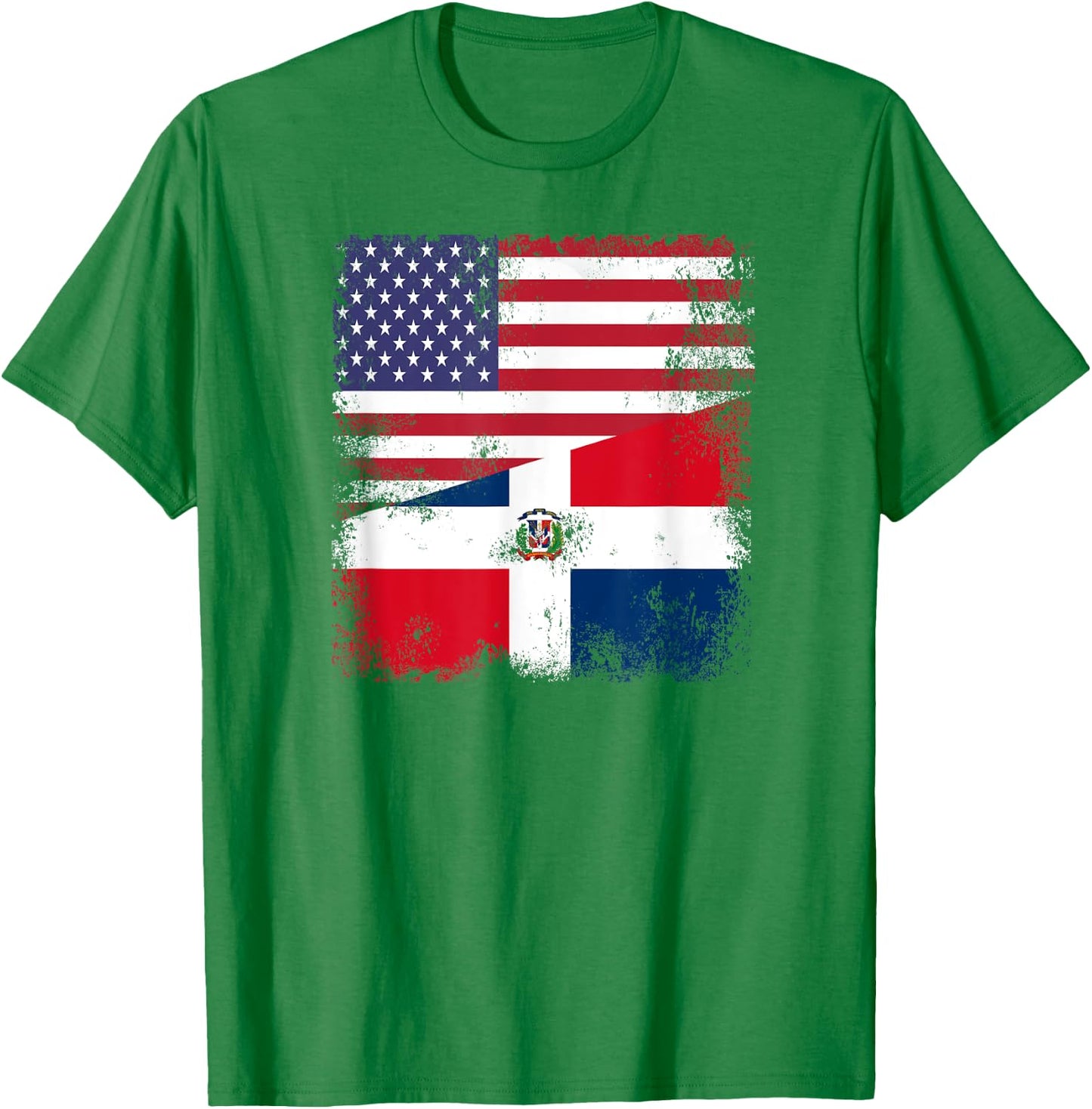 Half Dominican Flag | Vintage USA Gift T-Shirt - T-Shirt | Irish Green
